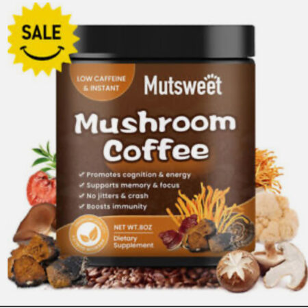 Mutsweet Mushroom Coffee Mushroom Powder Blend & Lions Mane for Energy Immune Support