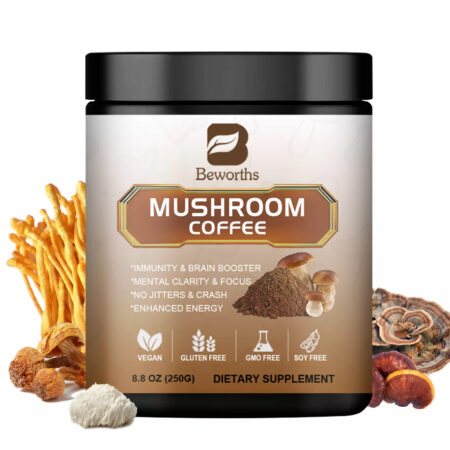 Beworths 250g Organic Mushroom Coffee  Powder,Enhanced Energy,Immunity & Brain Booster