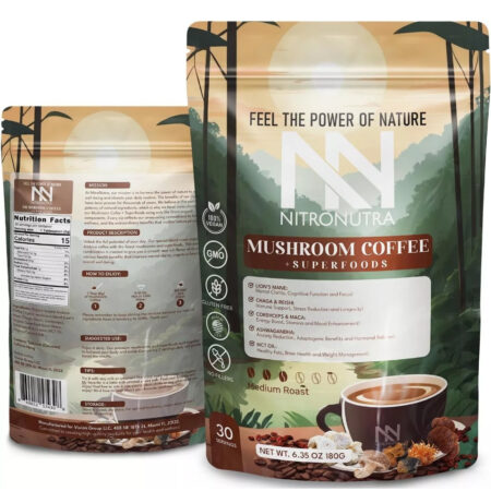Nitro Nutra Mushrooms Coffee Organic Superfood 10 in 1 (Lion's mane Reishi Chaga Cordyceps)